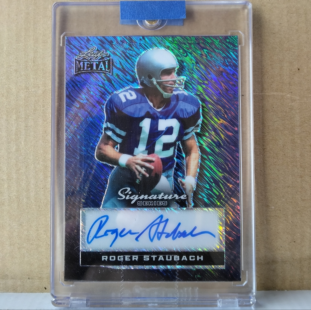 🏈🏆Roger Staubach "Metal Blue Shimmer - Signature 1/1 Insert" Card🏆🏈